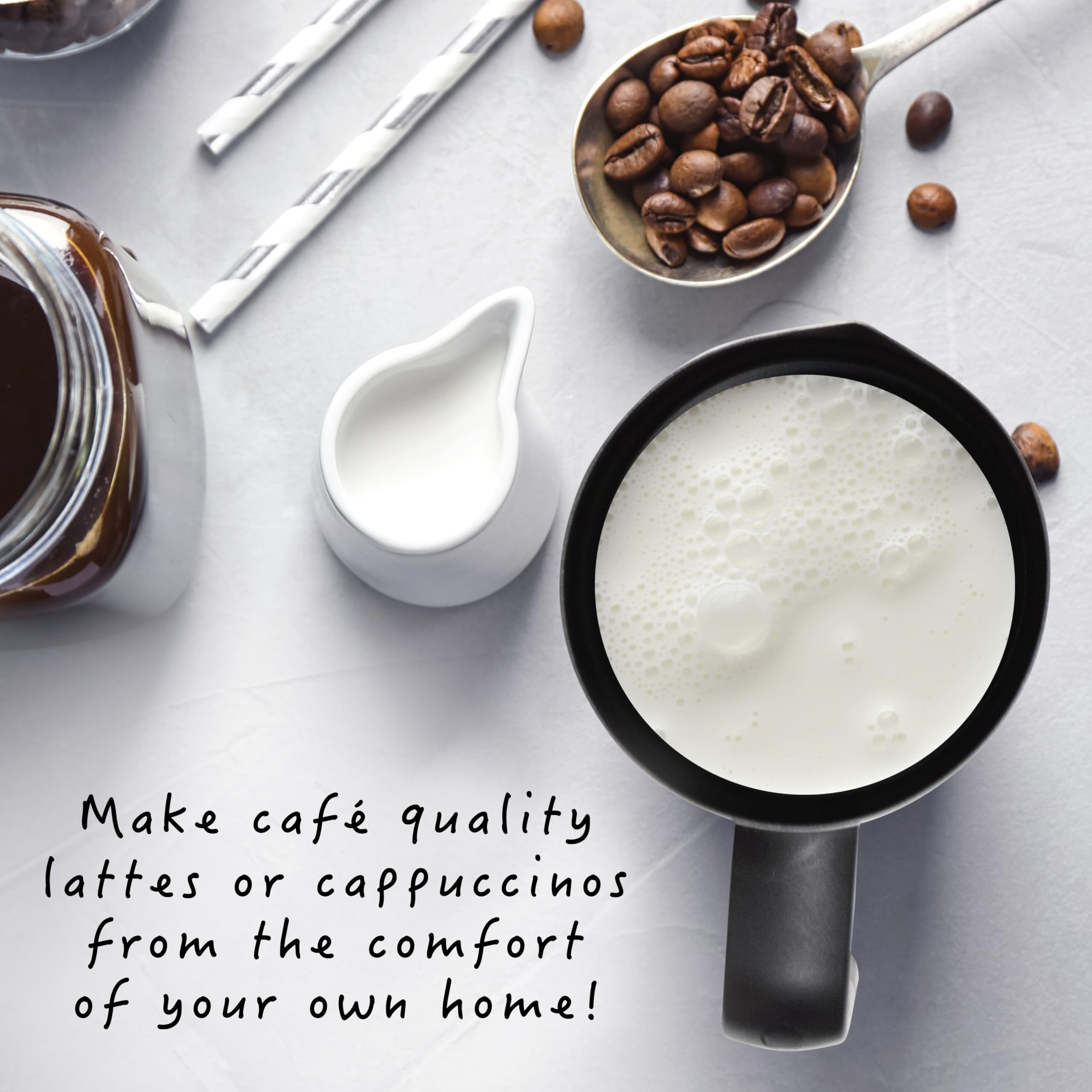 Espumador de leche eléctrico con funciones 5 en 1 - Espuma fría y caliente, chocolate y calentador de leche - 550W, control digital de pantalla táctil, espuma de 5.4 fl oz y capacidad de 5