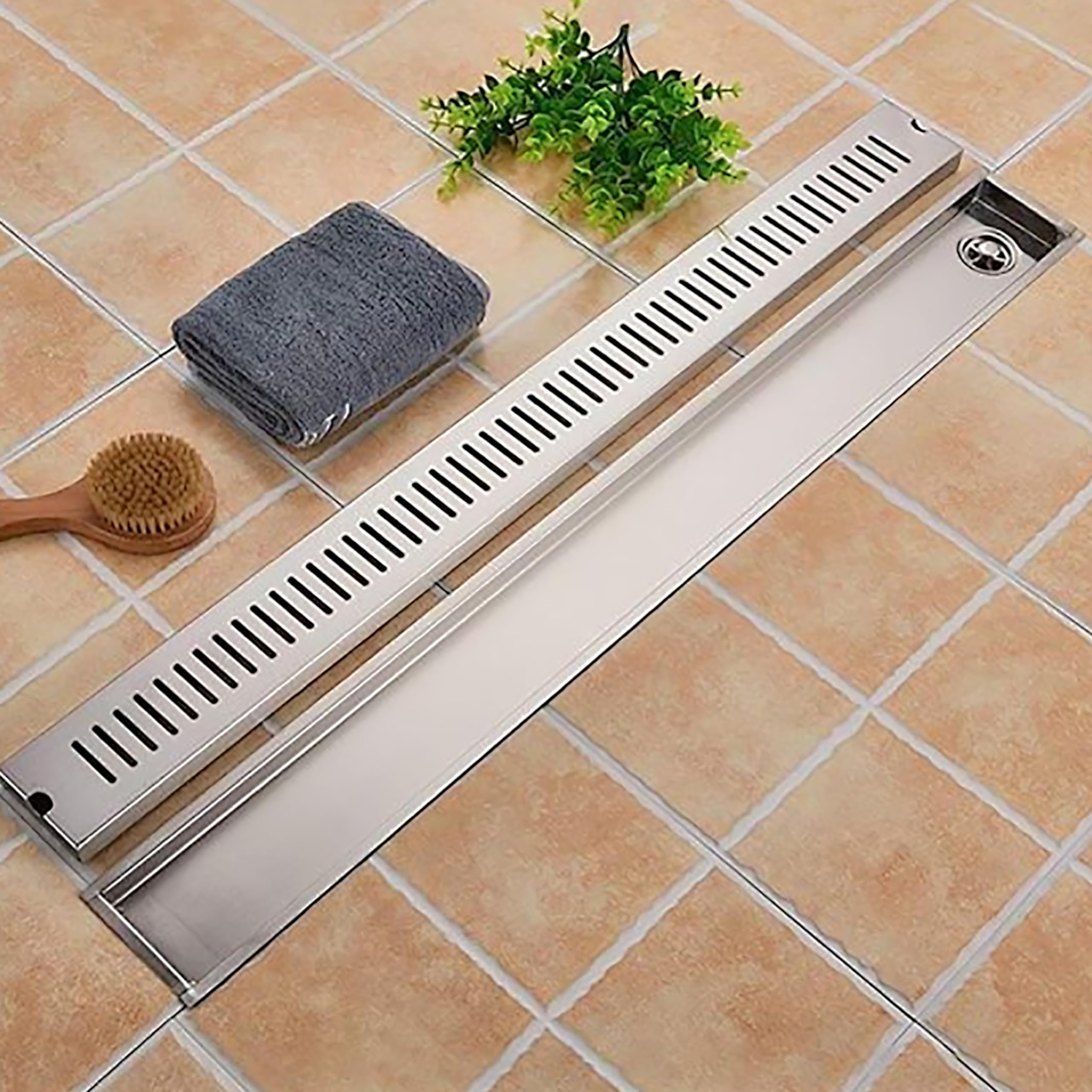 Ruhe® Vertical 40 × 4 Inches Floor Drainer | 304 Stainless Steel Vertical Shower Water Drain Channel/Waste Water Floor Drain | with Stainless Steel Trap and Side Hole | with Collar (B08L67ZL33) Amazon Price History, Amazon Price Tracker