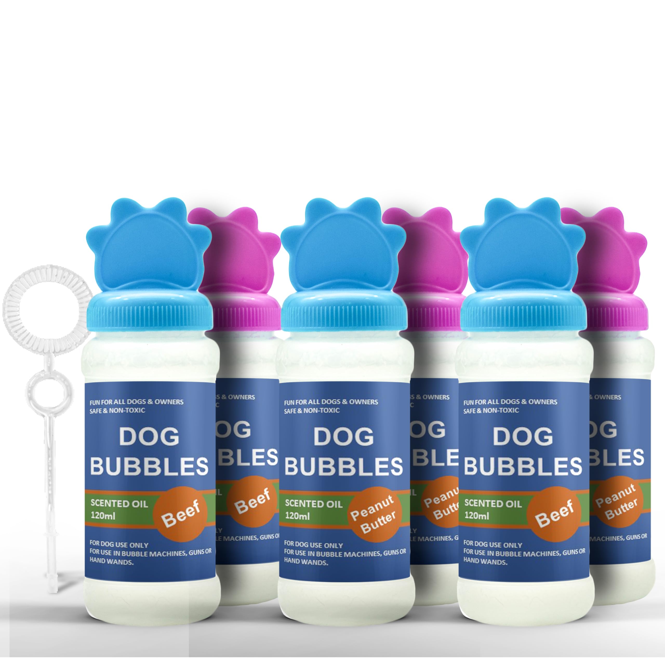 Petopedia 6x Dog Bubbles with PEANUT BUTTER & BEEF Scents, Interactive Dog Toys for Boredom, Puppy to Large Dogs, Outdoor, Safe (720ml (Pack of 6), Both (Assorted))