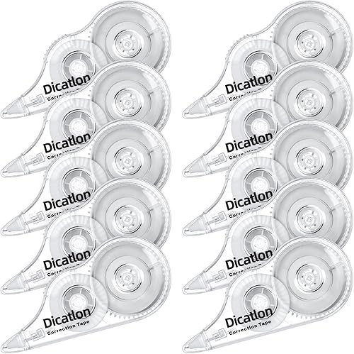 Cinta correctora blanca paquete de 10 unidades, aplicador de rodillo fácil de usar, secado instantáneo, película de PET sin atascos, correcciones