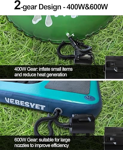 Miniatura 2 de Bombas de aire eléctricas ajustables para colchonetas inflables para piscina, 400 W600 W, infladordeflador de llenado rápido para colchonetas de