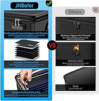 Vista 4 de 5200℉ Fireproof Document Box with Lock, Waterproof File Organizer with Handle, Portable Collapsible Filing Cabinet with Reflective Strip for Hanging
