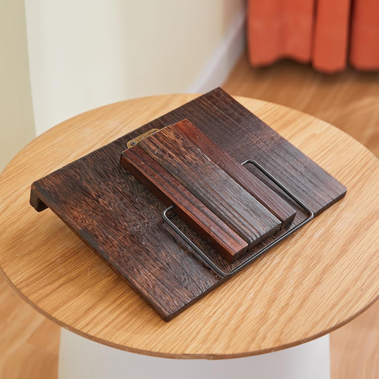 Wooden Book Stand Holder Adjustable,Portable Desktop Organizer for Cookbooks/Tablets,Hands Free Reading Rest with Ergonomic Design, Fits Books & iPads