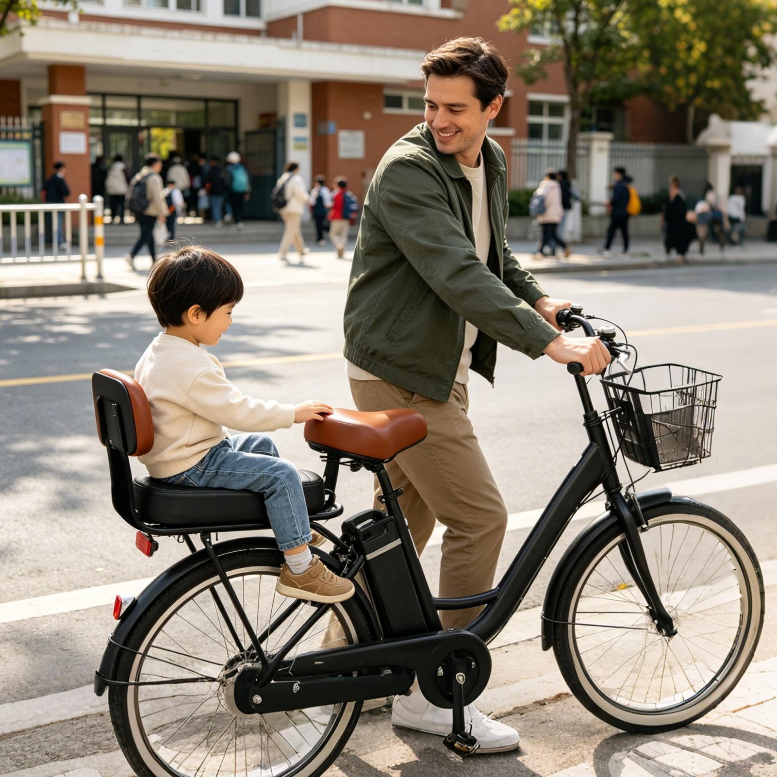 Seggiolino Bici Posteriore Sella Di Ricambio Regolabile Con Cinghie | Sedile Passeggero con Schienale Antiscivolo Per Bambini, Ragazzi E Giovani Ciclismo Su Strade All'Aperto Per Lunghi Tragitti