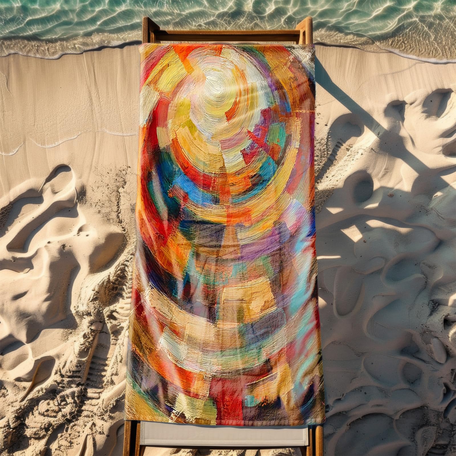 Tapis de Plage XXL Anti Sable Psychédélique Jaune Serviette Piscine Adulte,Natte De Plage Pliable, Voyage Accessoires De Plage Camping,Serviette de Bain Personnalisée