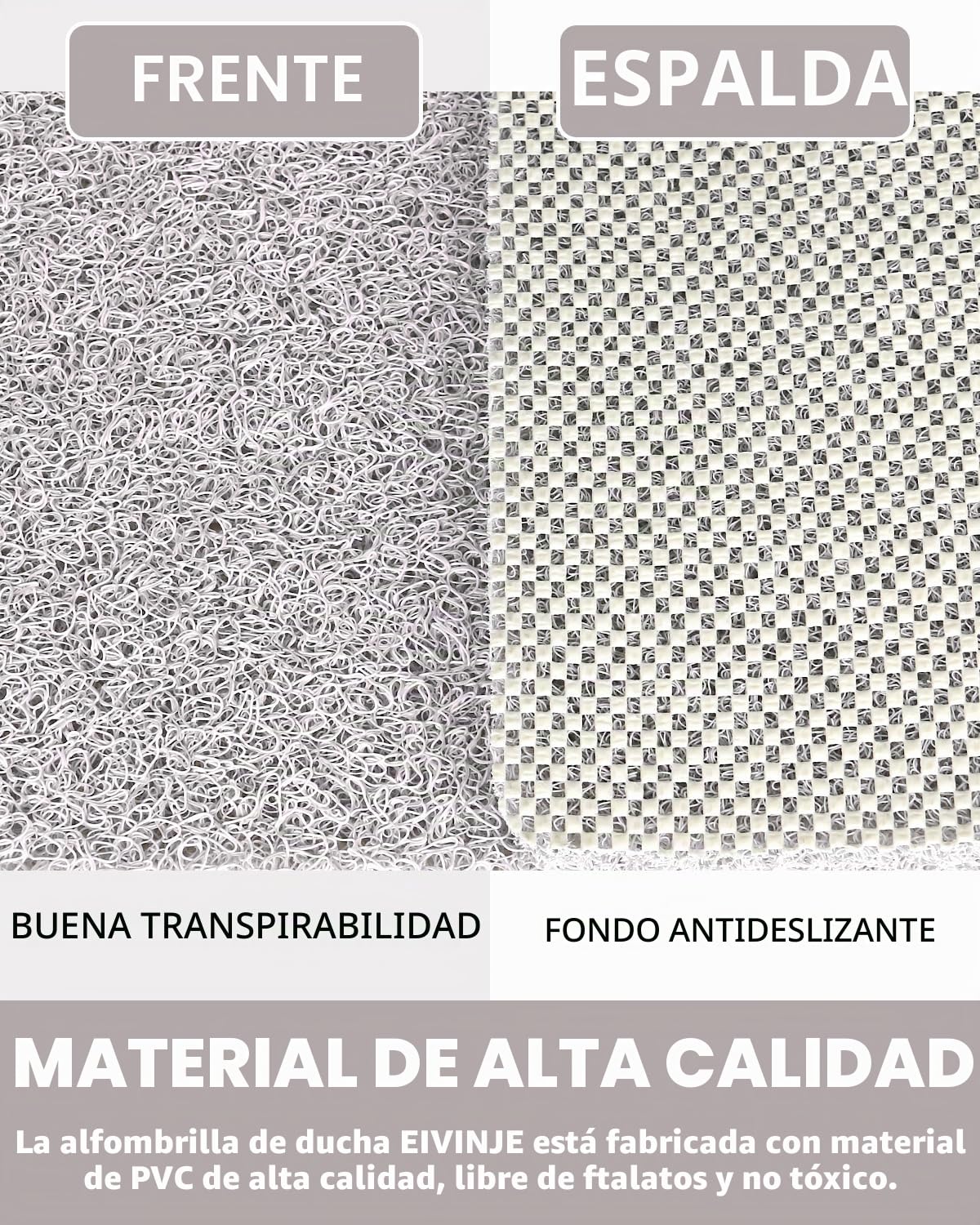 Alfombrilla de ducha antideslizante, 80 x 100 cm, extra grande, de seguridad, con orificios de drenaje, suave y cómoda, de PVC, para masaje, antideslizante, para ducha, secado rápido