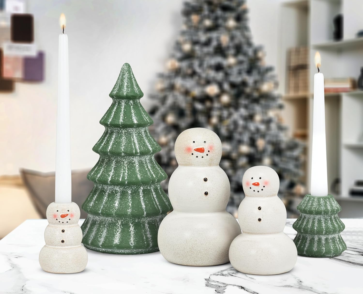 Abbott Collection Large Happy Christmas Snowman | Charming Holiday Figurine, Stoneware, White, 6.5"H