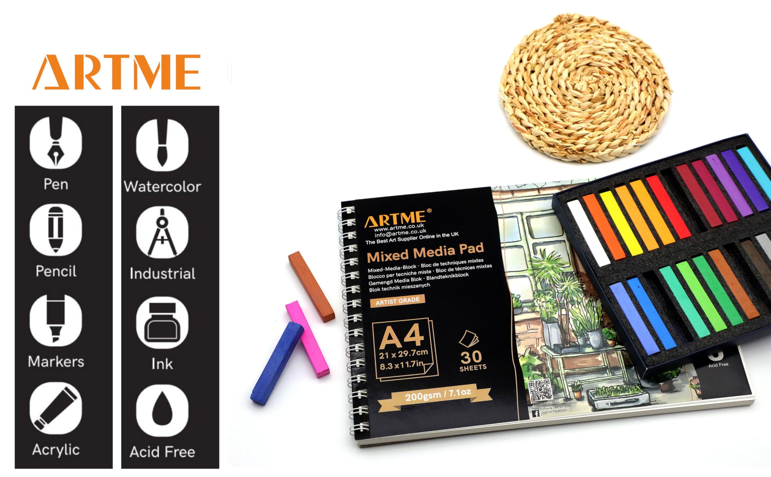 Disegno Blocco Da Disegno 80 G/m2 60 Fogli Tallon Artists Sketch Pad Per Disegno