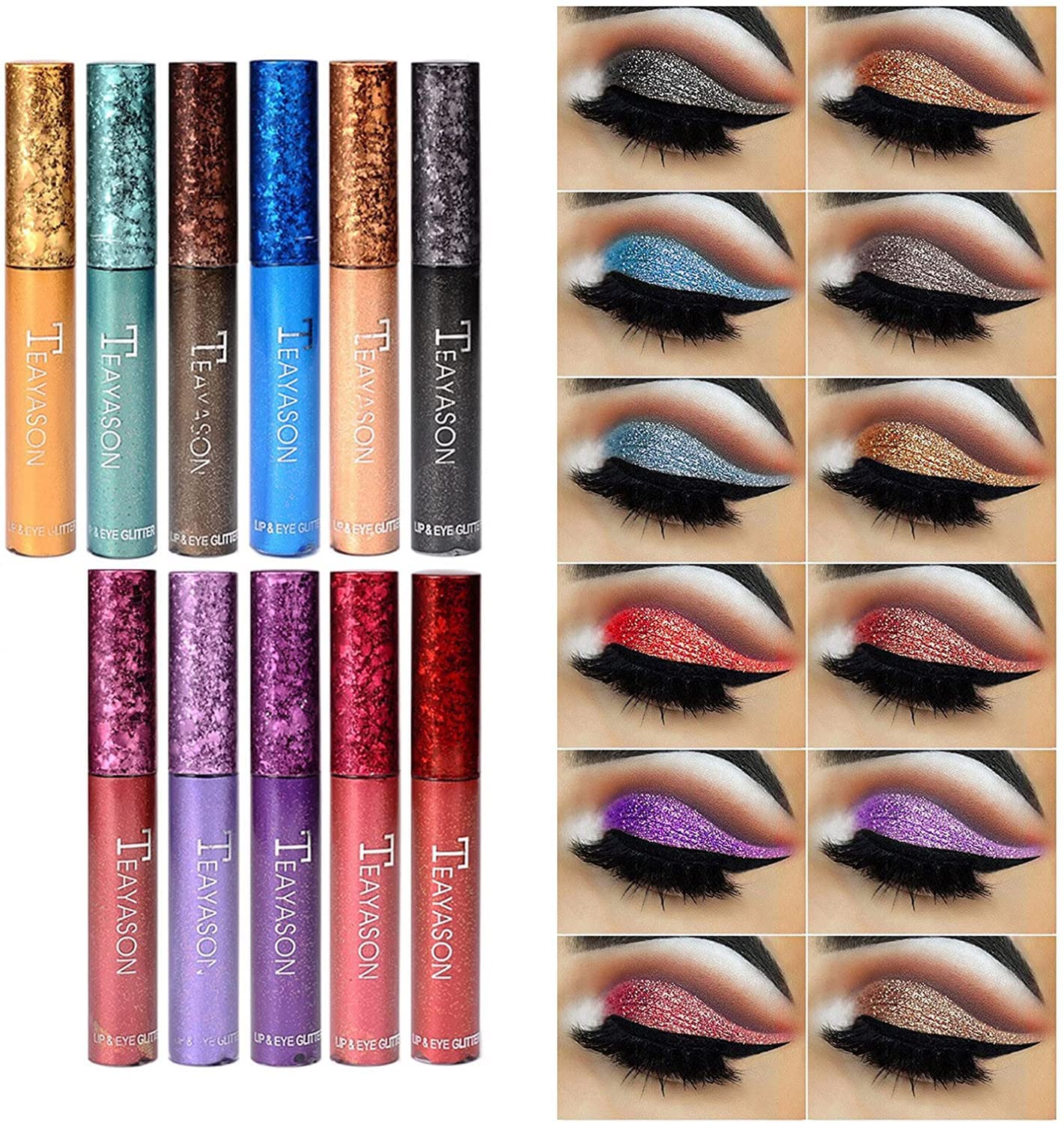 11 Colori Liquido Glitter Set di ombretto Set, Shimmer Metallic Eyeshadow Effetto a Lunga Durata Effetto duraturo Acqua Punto di Ombra a Prova di Acqua Lucida (Color : 11color)
