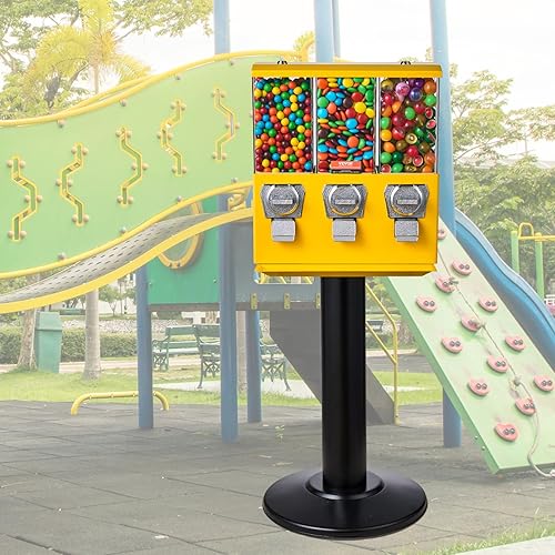 Miniatura 8 de VEVOR Máquina Expendedora Comercial, Dispensador de Dulces de Triple Compartimento con Soporte de Hierro, Máquina de Chicles y Dulces para Negocios