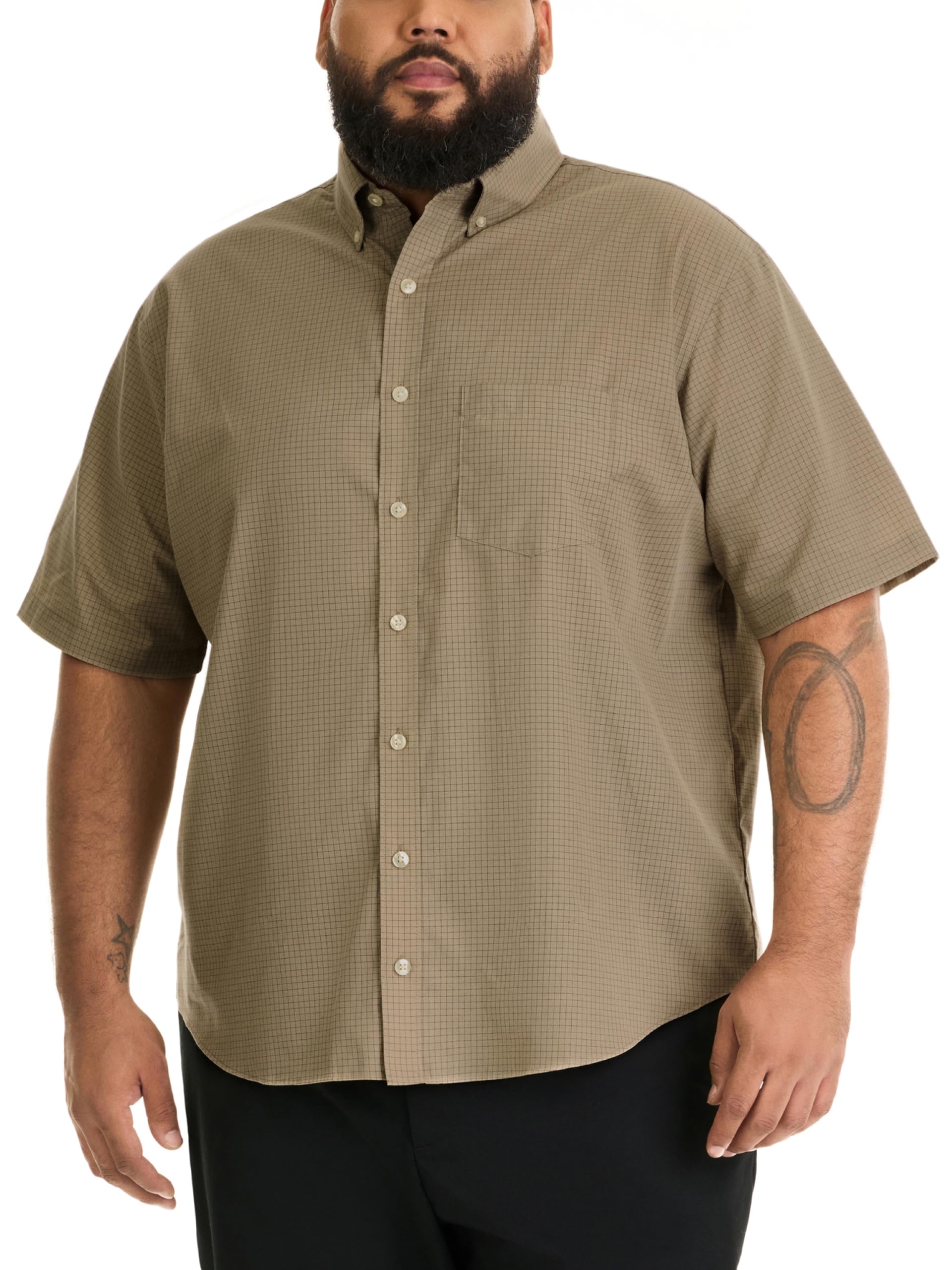 Men's Big and Tall Wrinkle Free Short Sleeve Button Down Shirt Button Down Shirt (pack of 1)