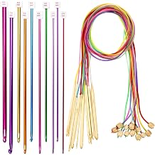 23 Pieces Tunisian Crochet Hooks Kit Including 12pcs 3-10 mm Bamboo Knitting Needle with Bead Carbonized Bamboo Needle + 11pcs 2-8 mm Multi Color Tunisian Afghan Aluminum Crochet Hooks | 12pcs 3-10 mm Bamboo Knitting Needle with Bead Carbonized Bamboo Needle+11pcs 2-8 mm Tunisian Afghan Aluminum Crochet Hooks