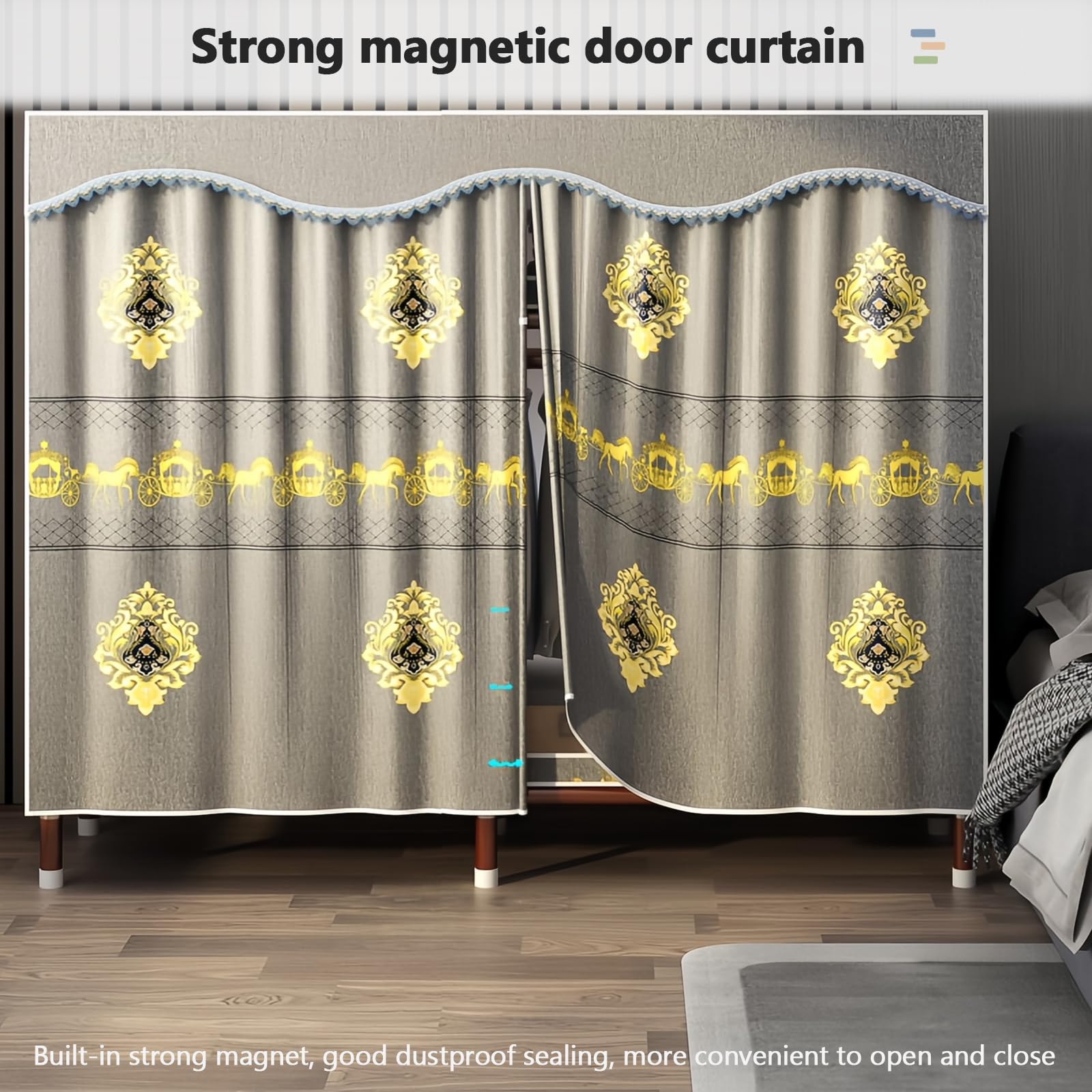 Armadio in Tessuto, Armadio Salvaspazio Guardaroba, Armadio Portatile Grigio, Armadio Guardaroba per Camera da Letto, Tubo in Acciaio per Elettroforesi Verniciato da 25 mm, 200 x 46 x 170 cm