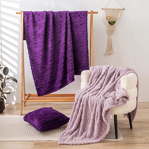 Miniatura 5 de YUSOKI Manta de sherpa con diseño elegante 3D súper suave, mullida, acogedora y cálida, manta peluda de felpa gruesa y esponjosa para adolescentes,