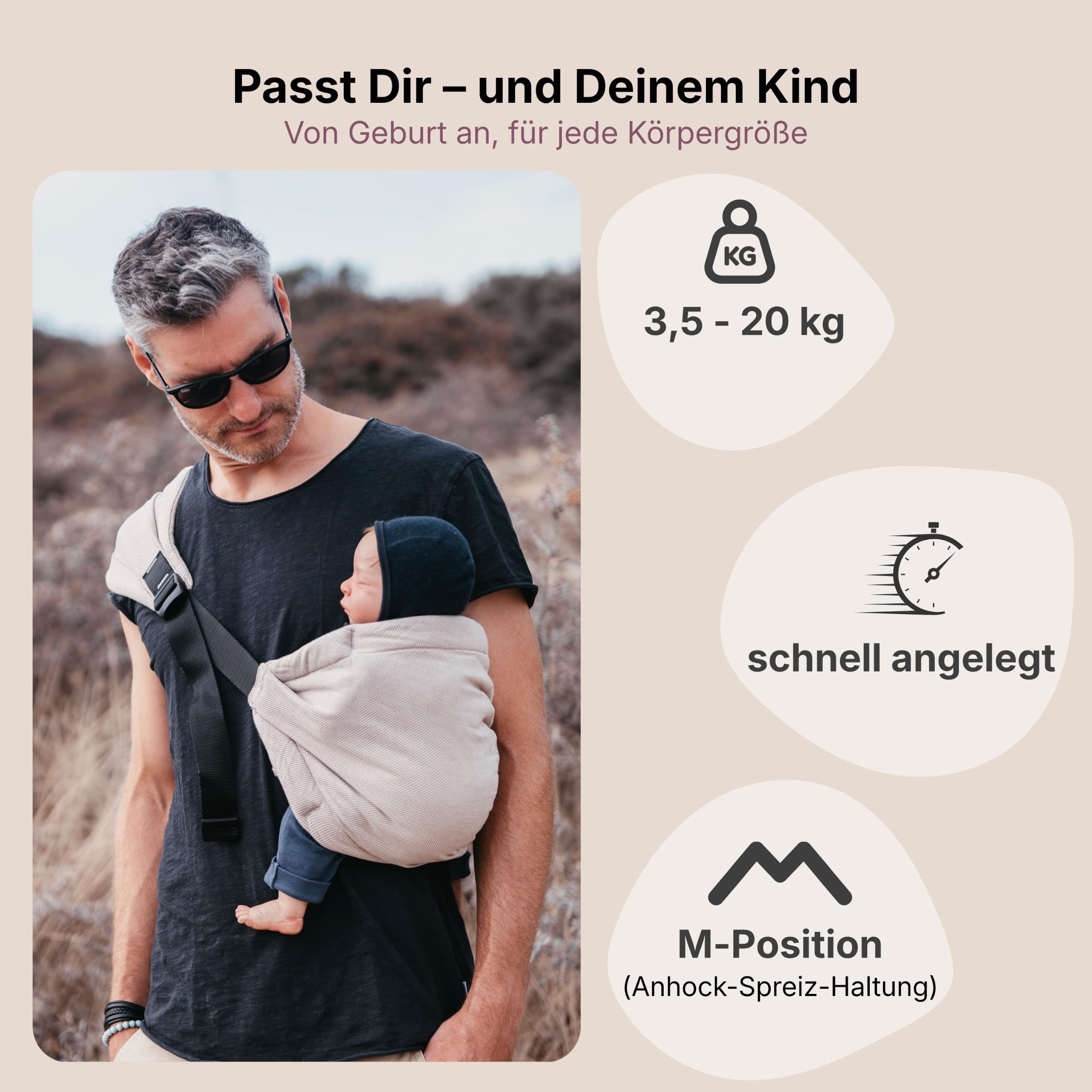 Hoppediz Hip-Hop Hüfttrage ab Geburt – seitliche Babytrage ab Geburt