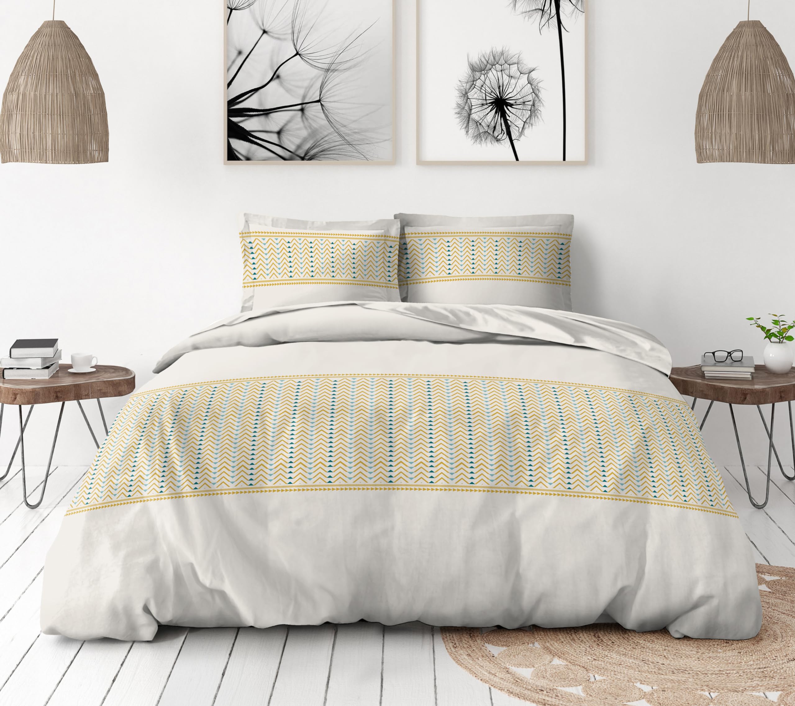 Fundas Nordicas HOME LINGE PASSION Parure De Couette HOME LINGE PASSION Nat - 3 Pcs 260 X 240 100 Coton 57 Fils Miel Funda Nórdica 220x240