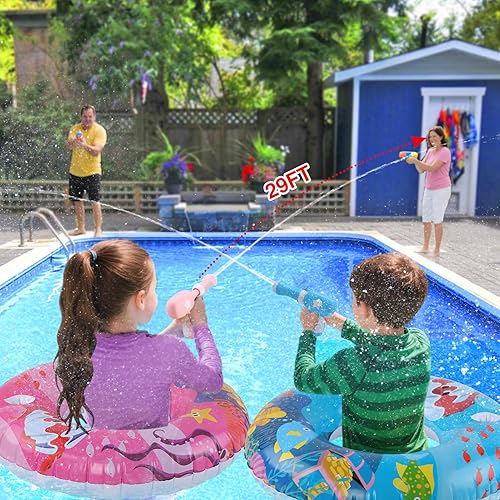 Miniatura 2 de Bigmeta 2 juegos de flotadores de piscina para niños con pistola de agua para niños de 8 a 12 años, juguetes inflables de tubo de piscina,