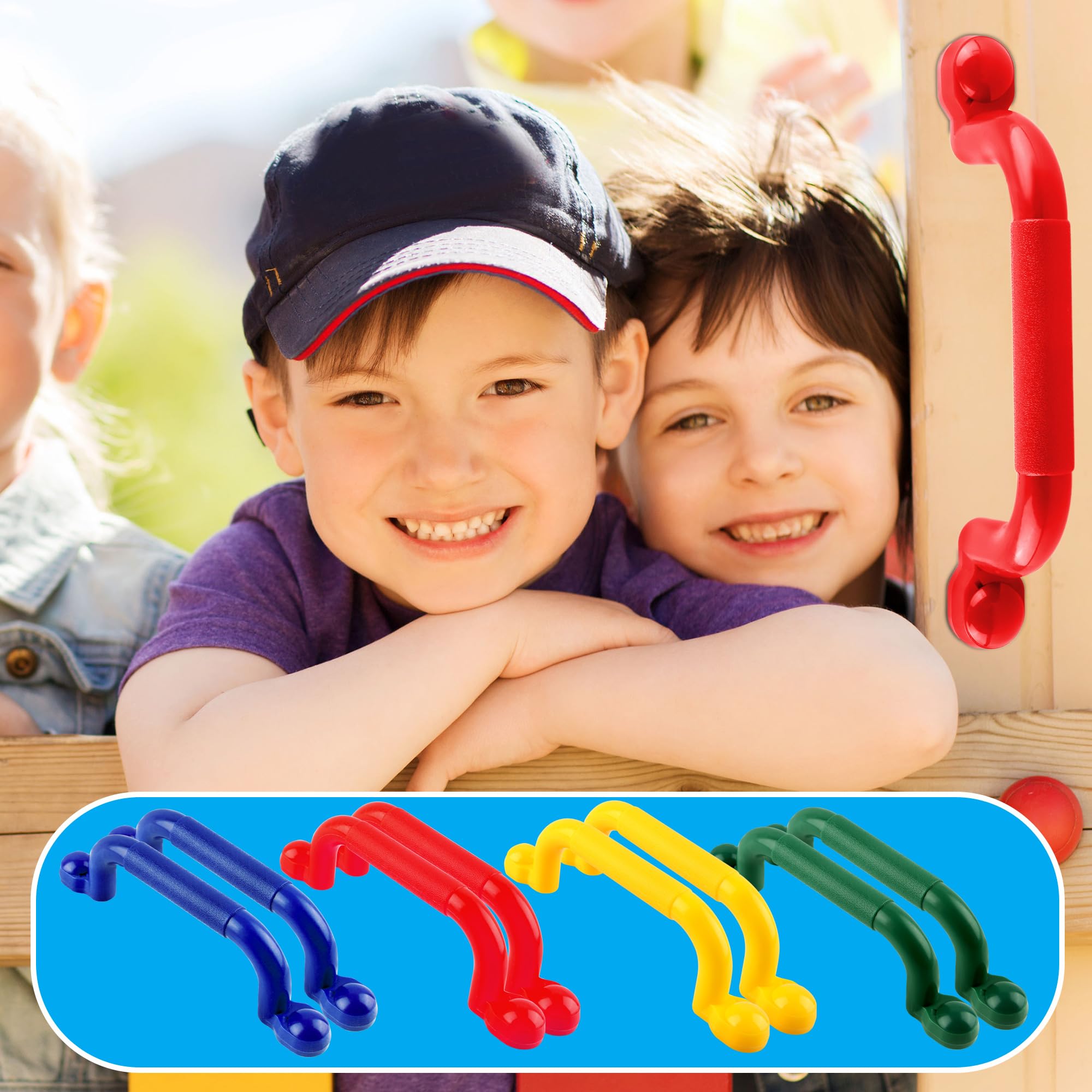 Spielplatz-Sicherheitsgriffe, Schaukelset, Haltegriffe, Spielset, Spielset, Spielset, Spielset, Spielplatz, Spielhaus, Baumhaus, 8 Stück (Farbset 1)