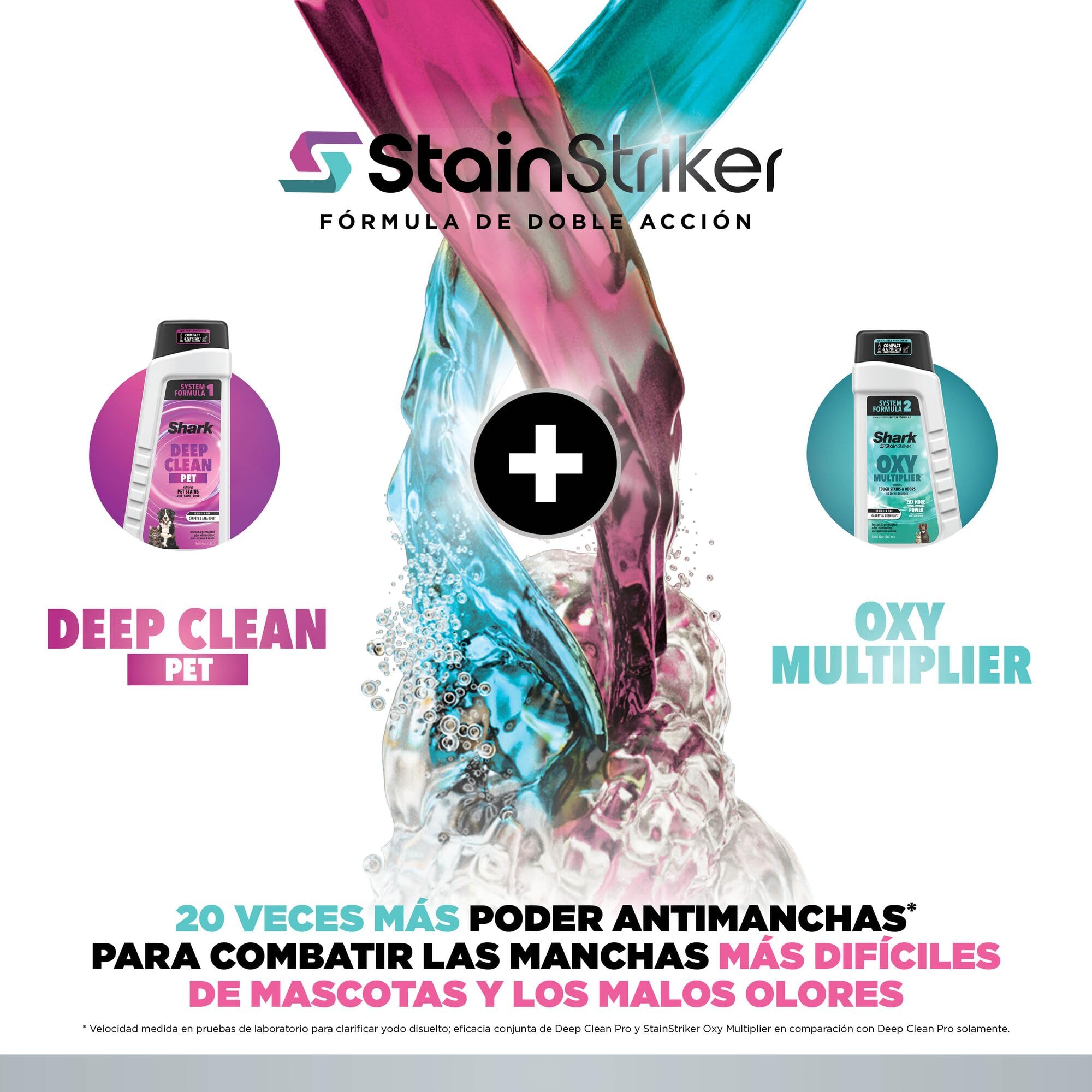 Shark StainStriker HairPro Pet Limpiador Portátil para Manchas y Pelo de Mascota - Succión de 450 W y Herramienta Extractora de Pelo - Incluye 4 Accesorios y 2 Soluciones de Limpieza - Gris, PX250EUCP