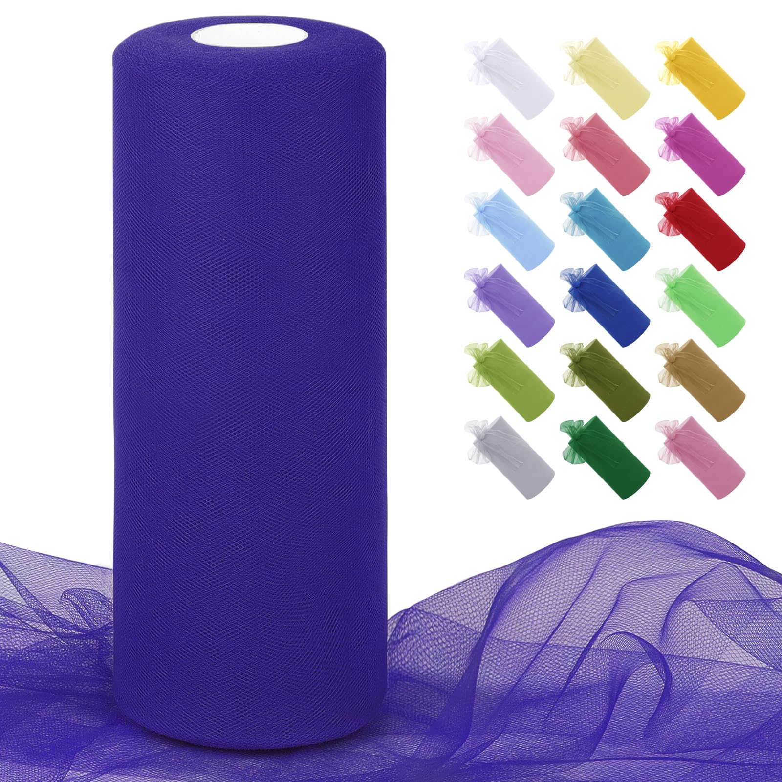 Uiopa Dark Purple Tulle Fabric Roll 30cm x 91m Polyester Netting Fabric Mesh Tulle Ribbon for Tutu Skirts, Gift Wrapping, Birthday/Party/Wedding Decoration, DIY Projects