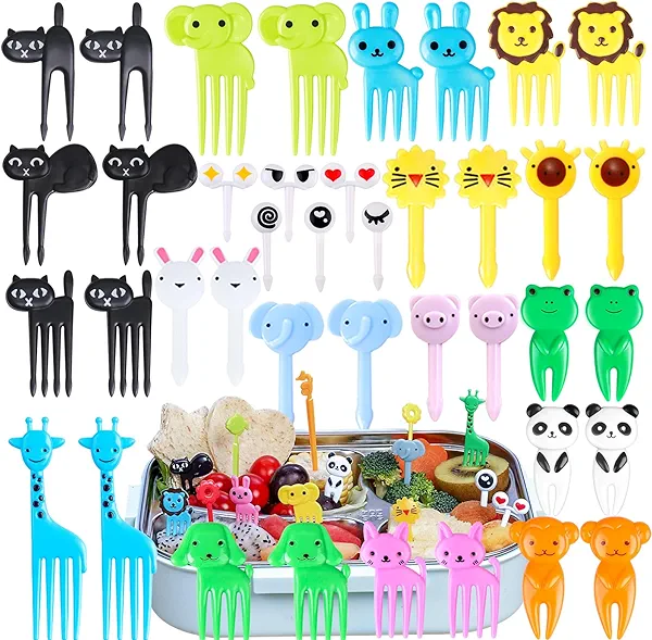 150 Pcs Animal Food Picks for Kids, Vicuna R Fun Kids Food Picks for Bento Box Accessories, Reusable Toddler Fruit Toothpicks, Cute Kids Lunch Accessories for Picky Eater BPA-Free