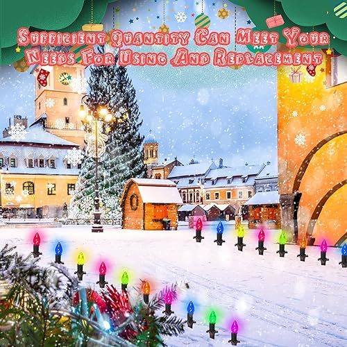 Vista 39 de Jetec Estacas de luz de Navidad universales para patio, césped, luces navideñas para tira de luces C7 C9, estacas de suelo de 7.5 pulgadas para Claro