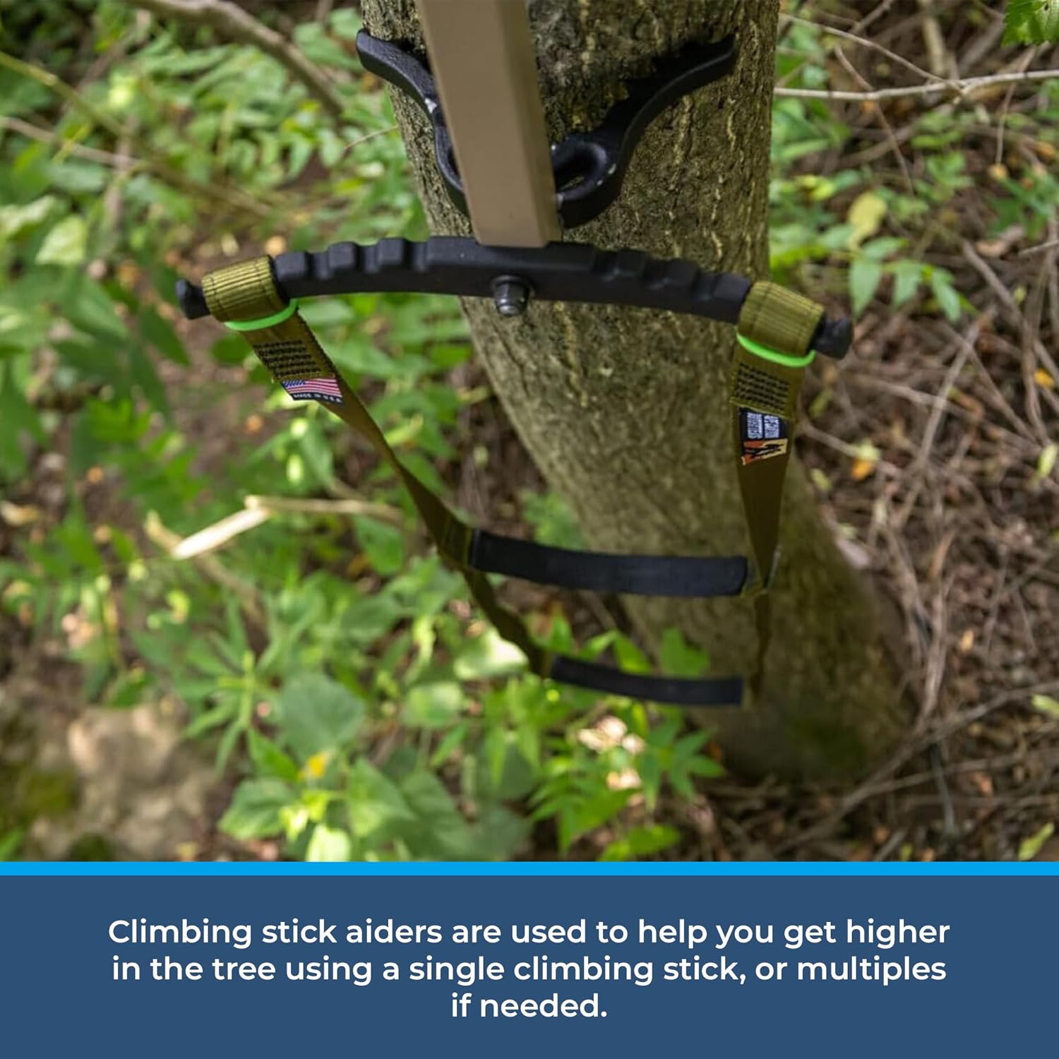 RNA Ape Canyon Outfitters Step Aider – Tree Saddle Climbing Aider. OD Green 4000-lb Tubular Webbing, CNC Sewn Ends, Lightweight Hunting Gear - 1, 2, or 3 Step Options