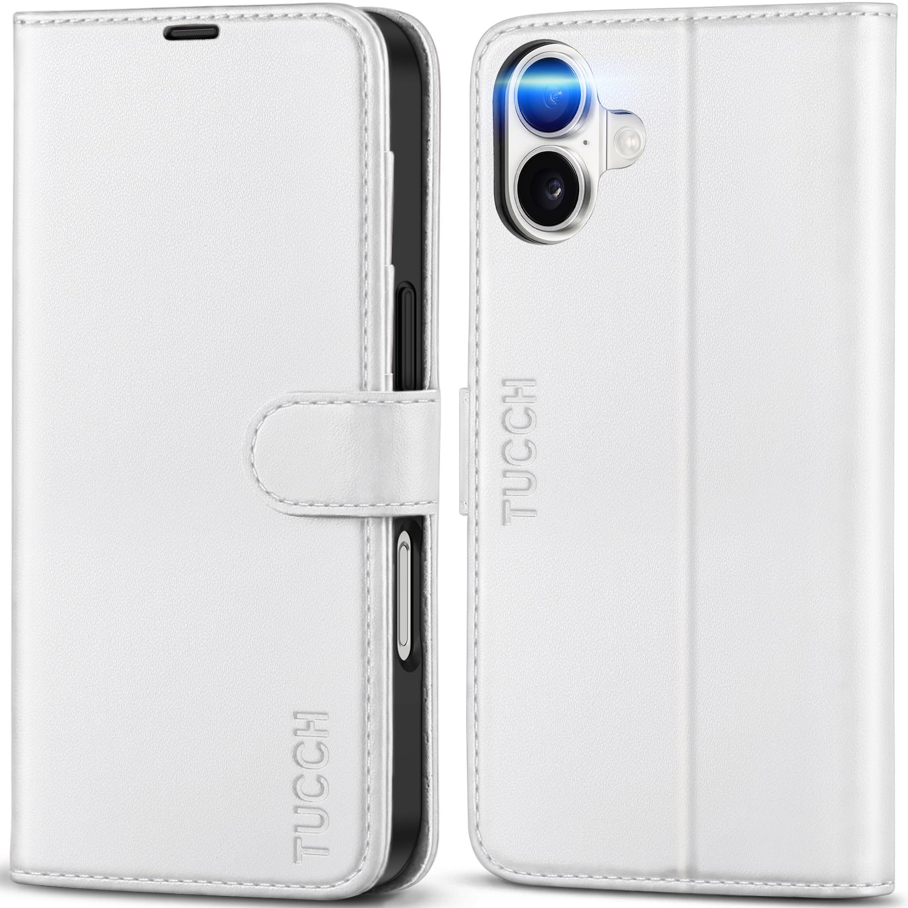 Coque iPhone 16 antichoc TUCCH avec blocage RFID blanc