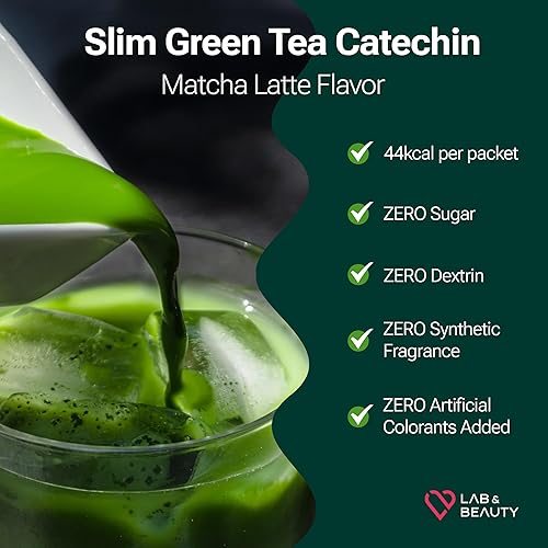 Miniatura 2 de LAB&amp;BEAUTY Slim Green Tea Catequin - Sabor Matcha Latte - Paquete de 15 - Apoya la pérdida de peso saludable y la salud antioxidante - Contiene