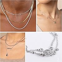 Vista 7 de ASH'S CHOICE Juego de 2 cierres para collares, oro y plata de 14 quilates, sin enredos, conector separador de collares, cierres para hacer pulseras