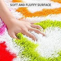 Vista 8 de Tepook - Alfombra de área mullida y colorida con diseño de arco iris, alfombras marroquíes geométricas modernas afelpadas para niños, sala