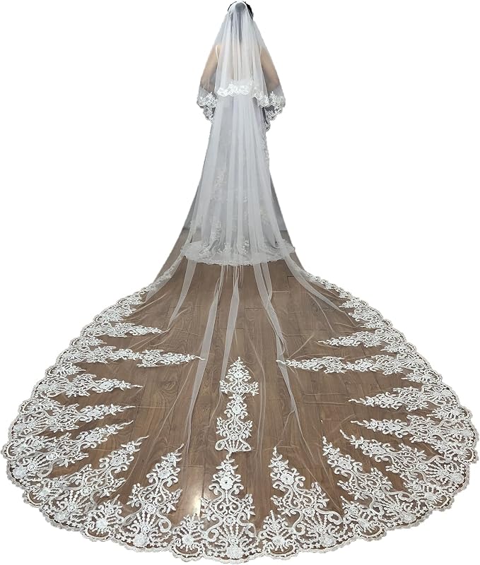 Veli da sposa, Veli da sposa, Velo da sposa lungo semplice con pettine Velo da cattedrale