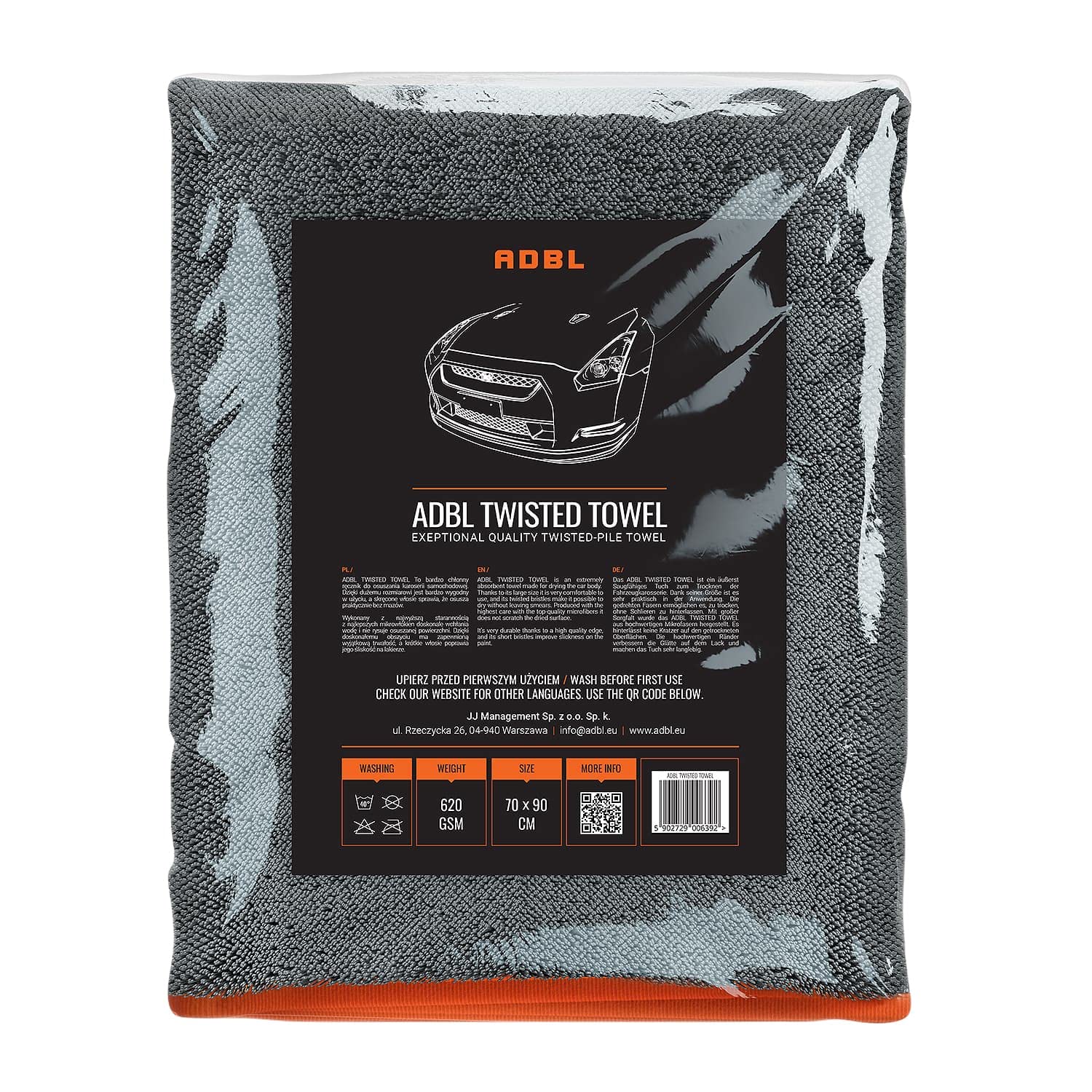 ADBL Twisted Towel Trockentuch 620GSM (4 STK.) - Ideal für die großflächigen Trocknung von Lackoberflächen - extrem saugstarkes & fusselfreies Mikrofasertuch für die Auto & Motorrad Pflege | 70x90cm
