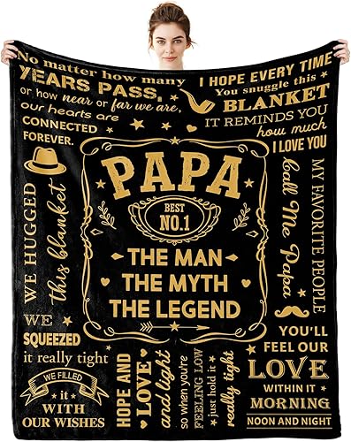 Manta de regalo para papá de 60 x 50 pulgadas, regalos de cumpleaños para papá de nietos, abuelo, abuelo, papá, mejor papá, regalos únicos de