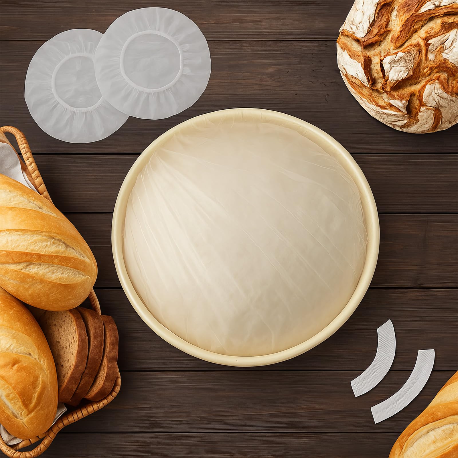 4 Pezzi Copertura per Impasto, Copertura per Alimenti, Coperchi per Cestello Di Fermentazione, Cuffia Alimentare per Lievitazione, per Lcestino Lievitazione Pane