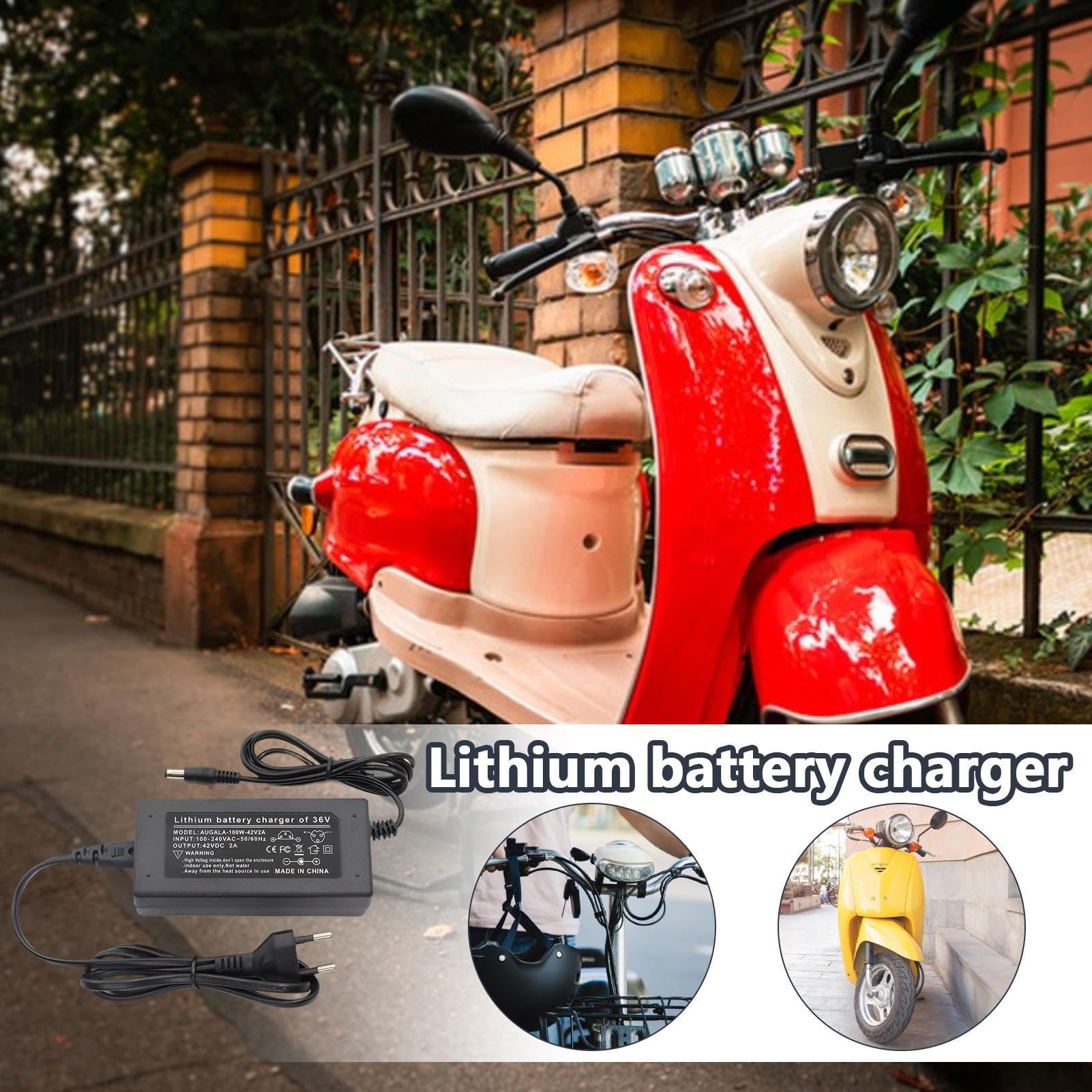 Cargador para Patinete Eléctrico | Cargador de Batería Recambio 42V 2A - Equipo de Carga Diaria para Vehículos como Bicicletas Eléctricas Patinetes y Monopatines