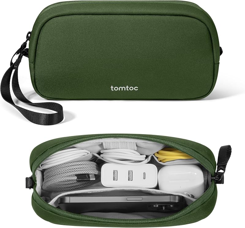 Electronics Organizer Travel Case, Water Resistant Travel Bag Cable Organizer for Essentials, Tech Pouch Accessories Carry Storage for Cord, Phone, Cables, Airpods, USB Flash Drive, Daily Items | Water Resistant Tech Pouch Accessories Travel Bag Carry Storage for Cord, Phone, Cables, Airpods, USB Drive, Daily Items