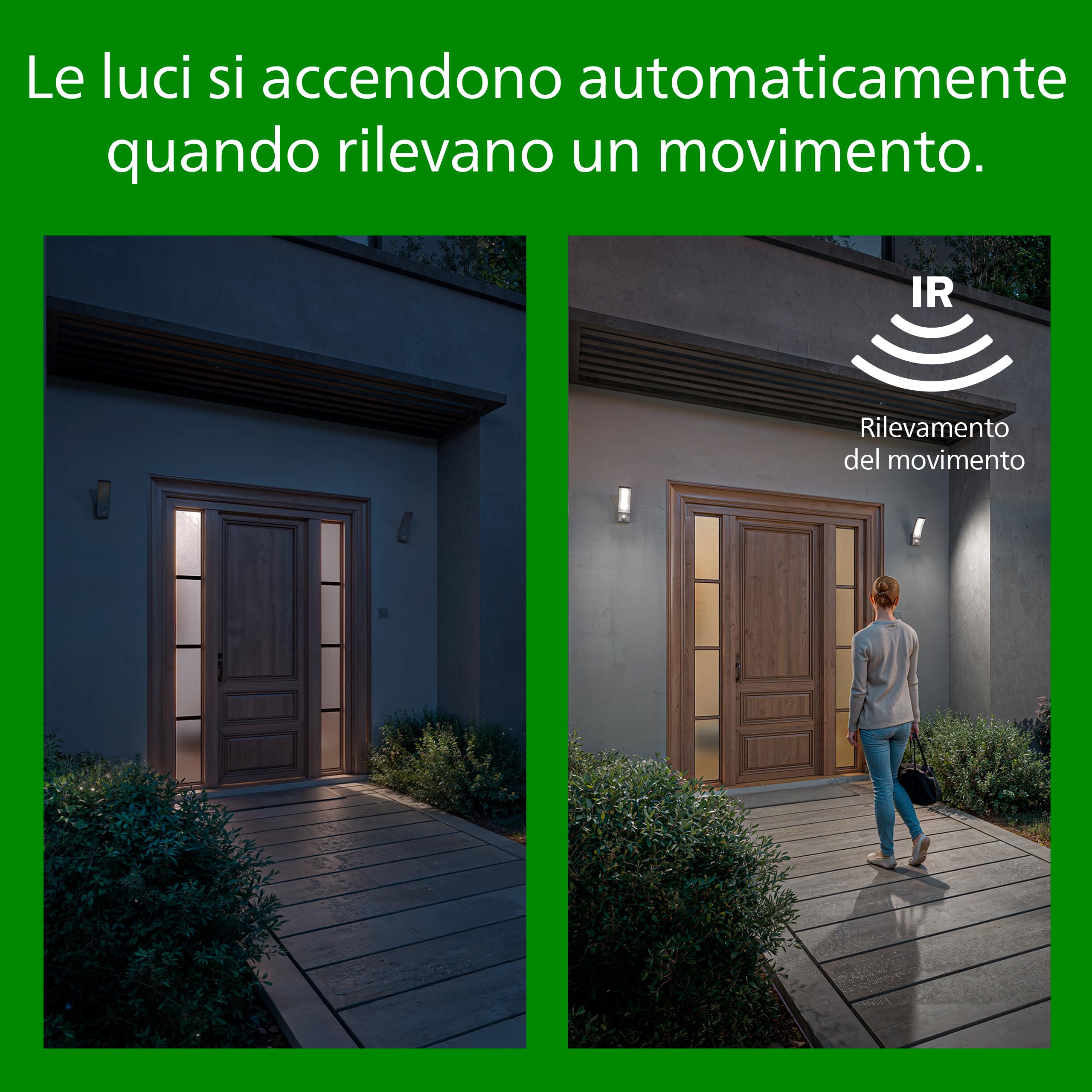 PHILIPS Lois UltraEfficient, Faretto da esterni con sensore, Antracite