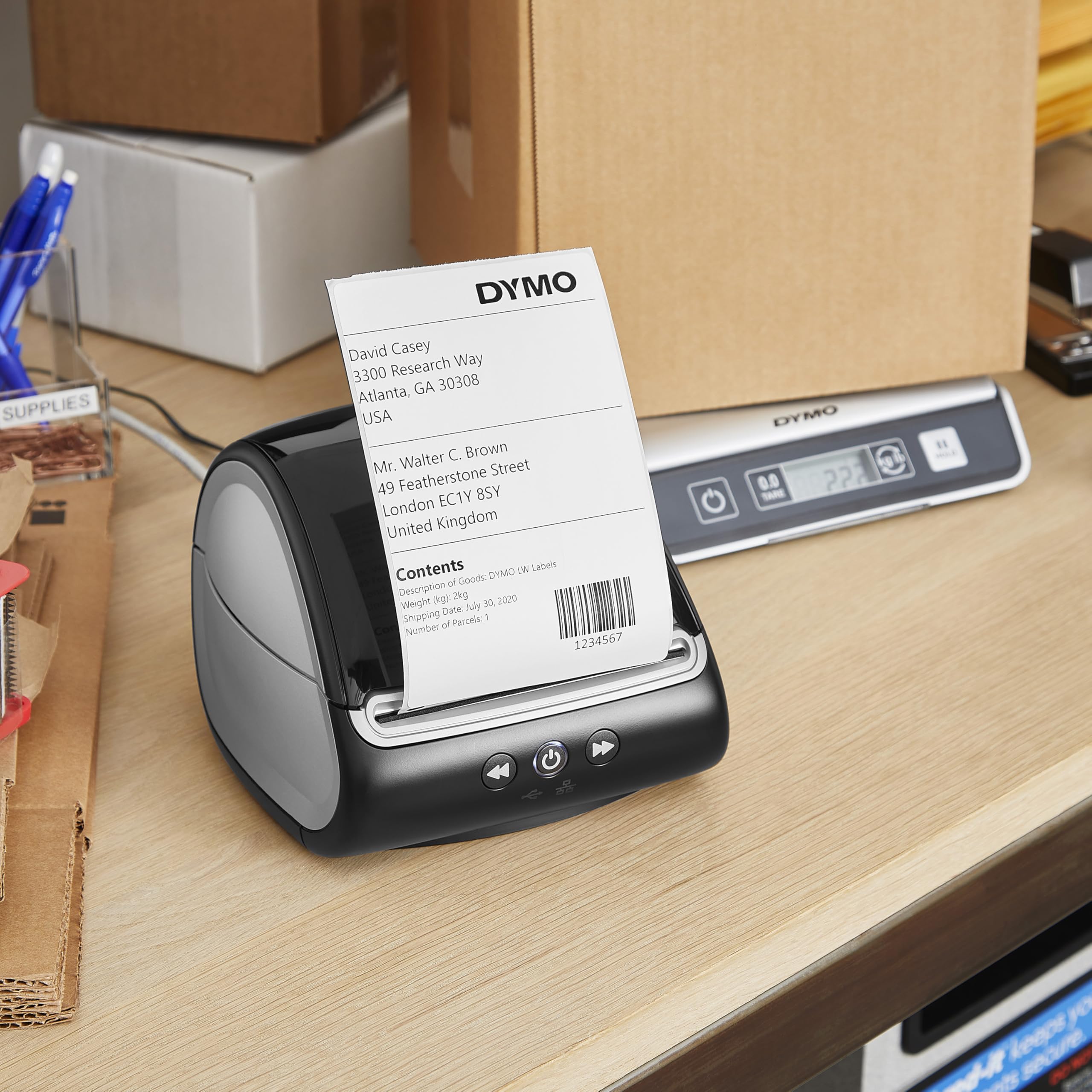 Drukarka etykietDYMO LabelWriter 5XL | Automatyczne rozpoznawanie etykiet | Drukuje bardzo szerokie etykiety wysyłkowe z serwisów Amazon, DHL i innych | Wtyczka 2-pinowa EU