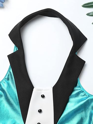 Miniatura 6 de JEATHA Vestido de tutú con lentejuelas sin mangas para niñas y niñas brillante metálico jazz latino moderno disfraz de baile