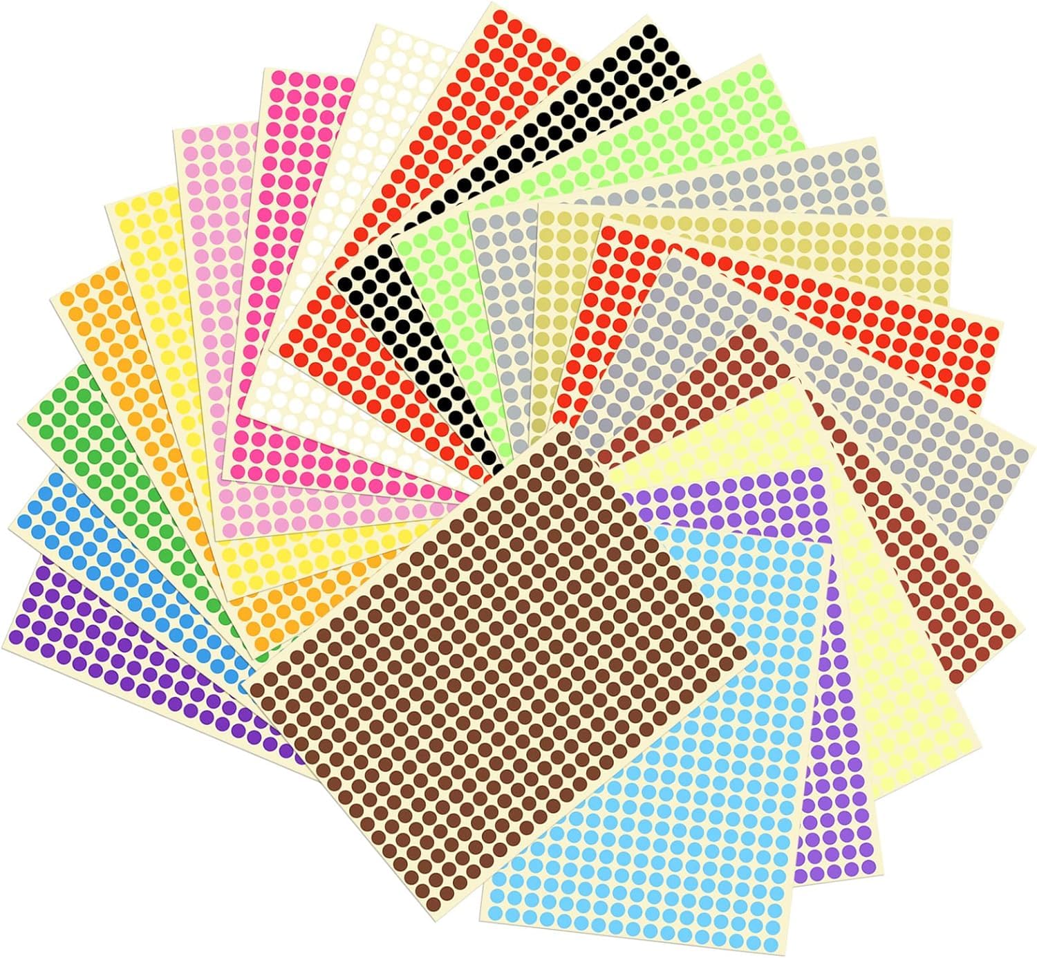 Small Circle Dot Stickers, 8320 Pcs Round Colored Dot Stickers 8mm ...