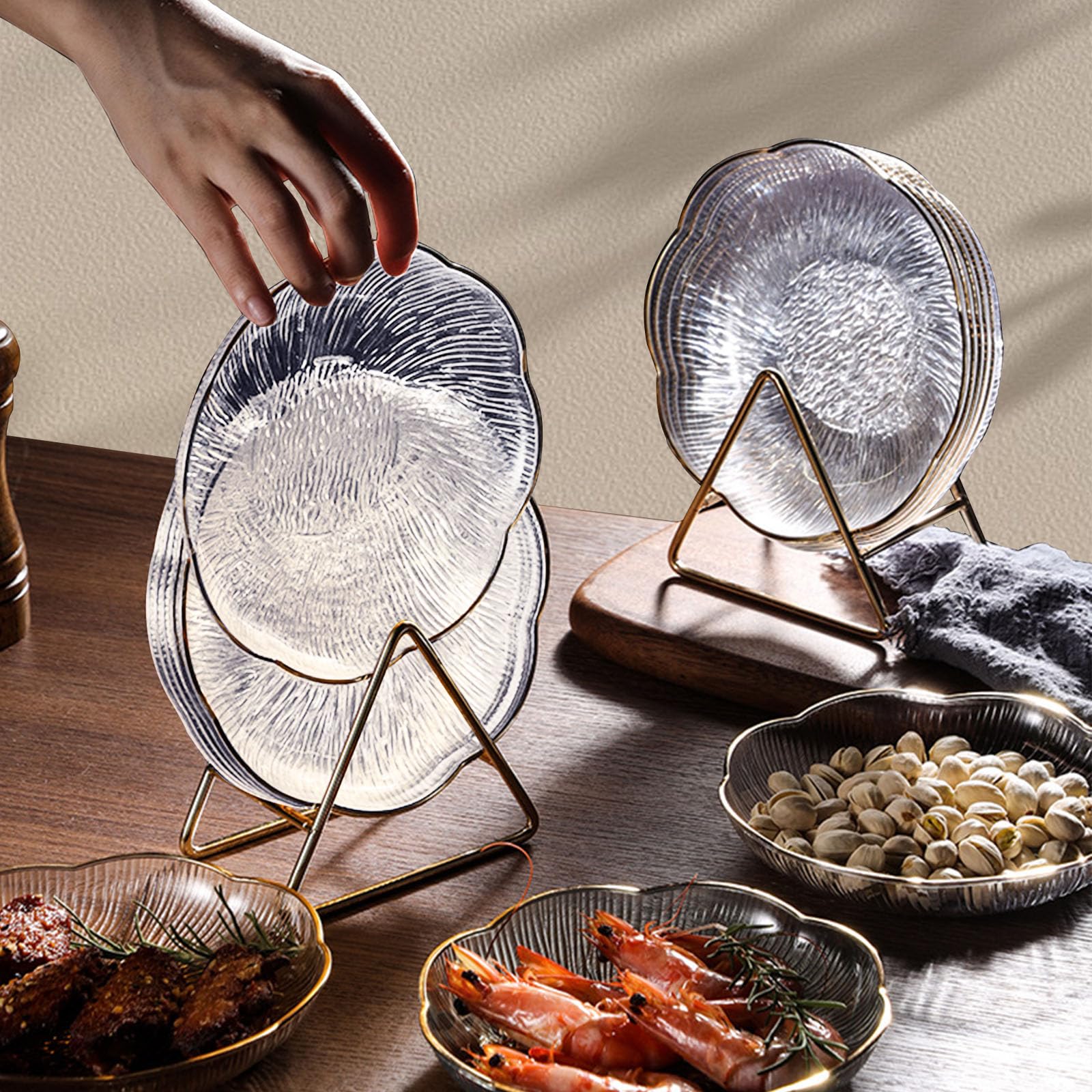 Hiceeden Lot De 12 Assiettes à Salade Rondes En Verre Cristal 20,3 Cm - Transparentes Pour Restaurant, Fruits Et Collations