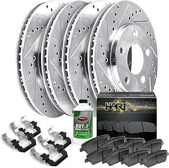 Hart Brakes Front Rear Brakes and Rotors Kit |Front Rear Brake Pads| Brake Rotors and Pads| Ceramic Brake Pads and Rotors - PHCC.61113.02