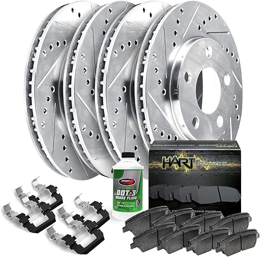 Hart Brakes Front Rear Brakes and Rotors Kit Front Rear Brake Pads Brake Rotors