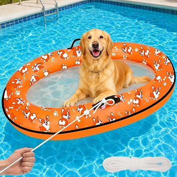 55 x 35 Inflatable Dog Pool Float with Rope,Portable Puppy Raft for Pool or Lake,Floating Pet Float for Small Medium Large Dogs,Up to 80 lb