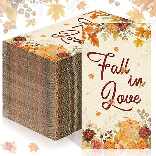 Lincia 100 servilletas de otoño para despedida de soltera, toallas de papel desechables de otoño para invitados de otoño, para bodas, cosecha,