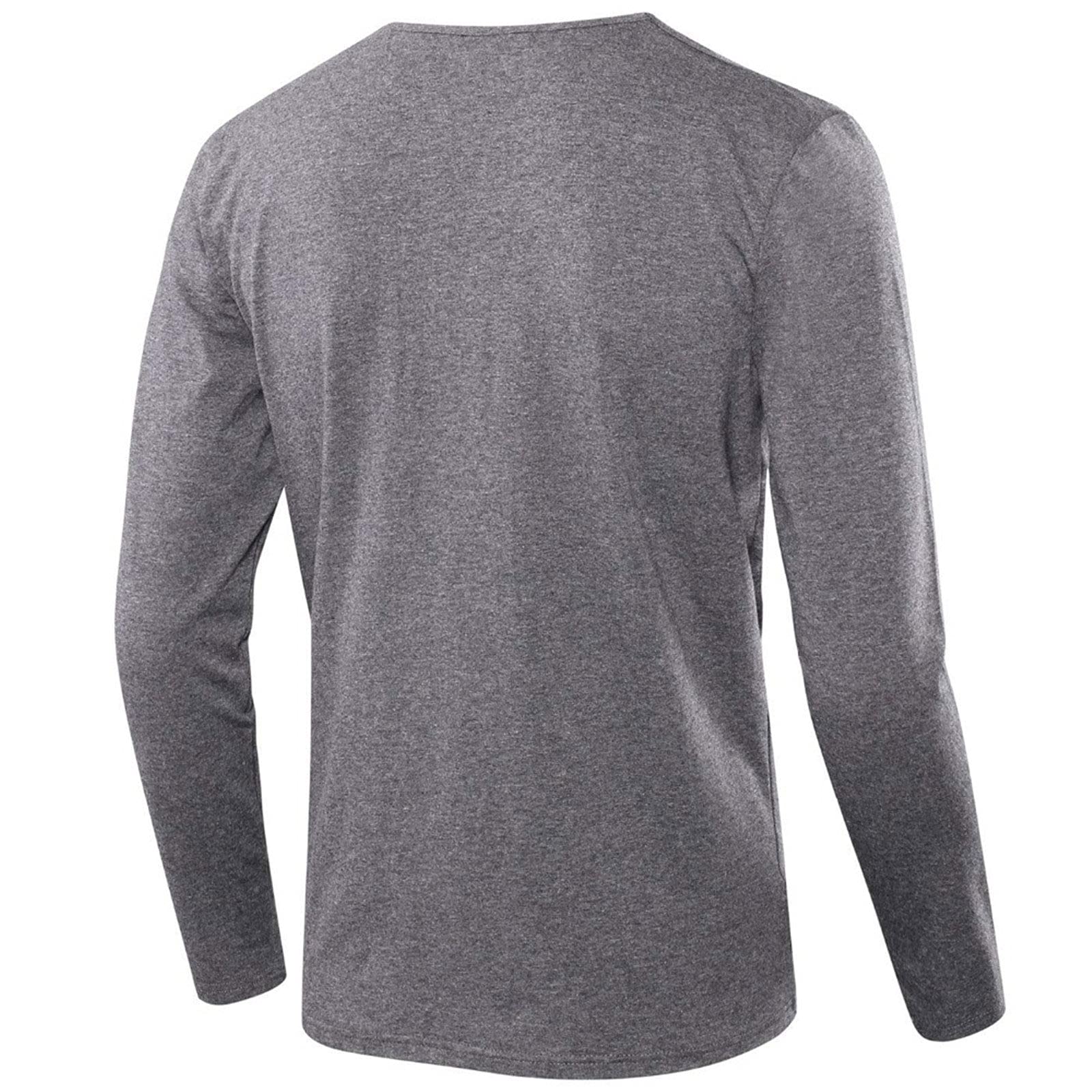 Herren Solid Button Henley Kragen T-Shirt Männer Slim Fit Tee Shirt Langarm Basic Herbst Frühling Männer Kleidung Tops, Schwarz , L