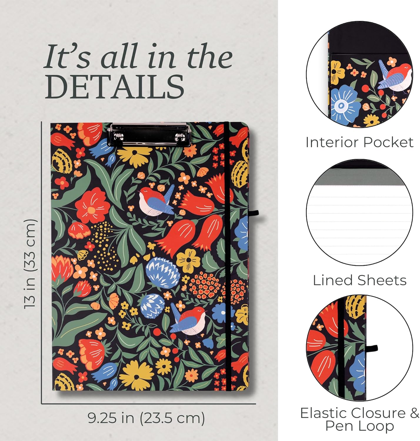 Steel Mill & Co Cute Clipboard Folio with Refillable Lined Notepad and Interior Storage Pocket, Standard Padfolio for Work, Wanderlust - Image 5