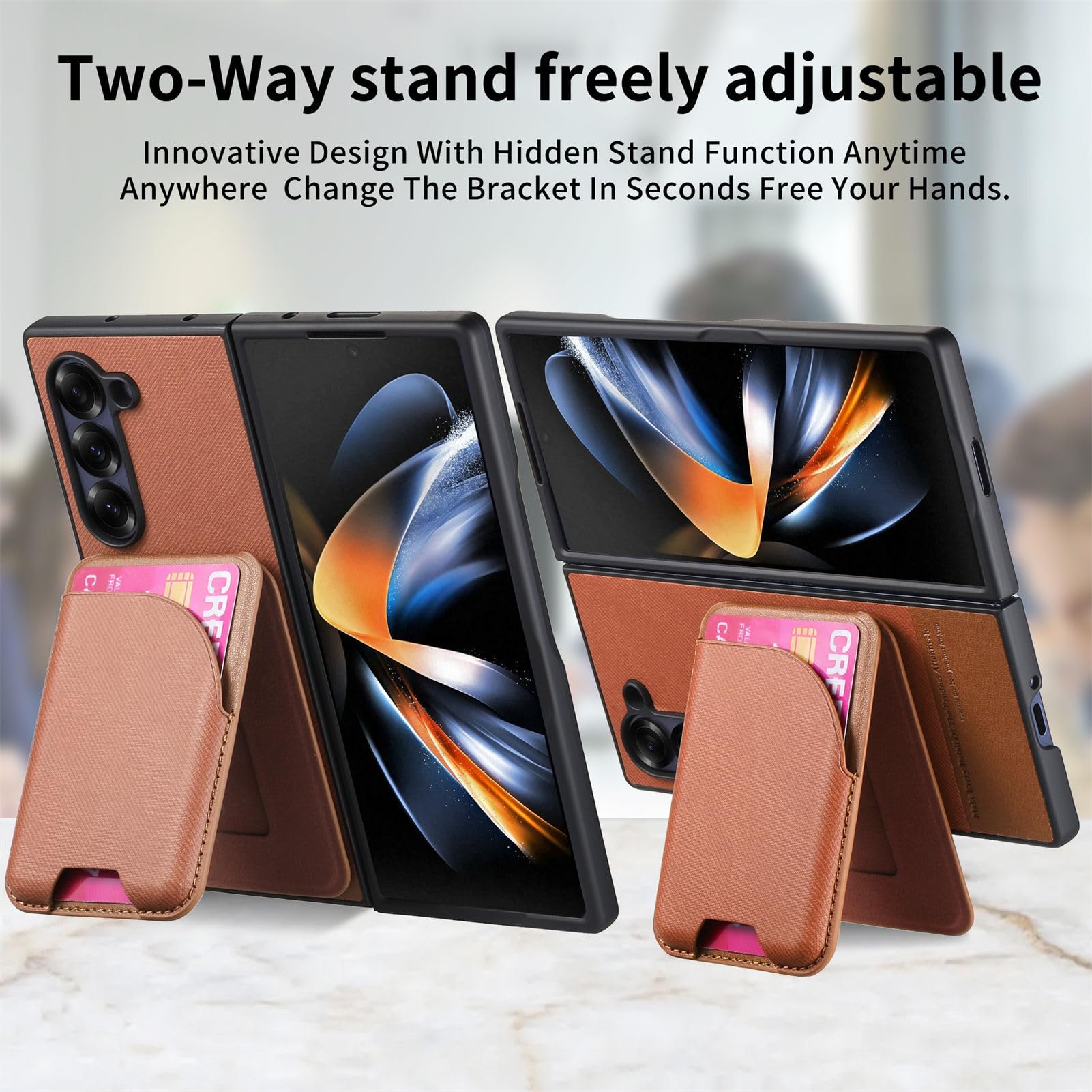 Funda De Cuero For Samsung Galaxy Z Fold 8 Ultra, Ranura For Tarjeta Funda Magnética Desmontable For Teléfono Función De Soporte Flip Silicona Borde Suave Protección contra Caídas(Black)