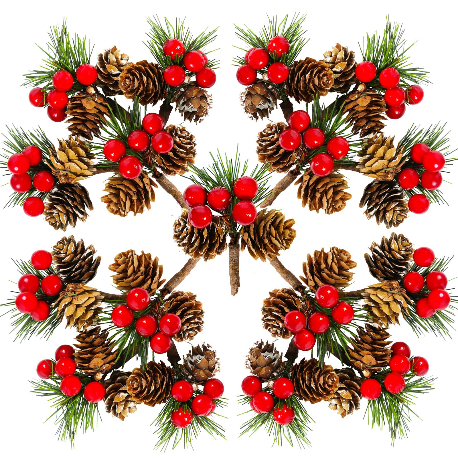 Amazon｜人工ミニスノーパインピック 30個 レッドベリー&天然